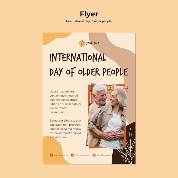 PSD gratuito modello di poster giornata internazionale degli anziani