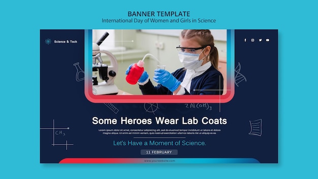International day of women and girls in science banner template