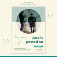 PSD gratuito manifesto della giornata internazionale del jazz