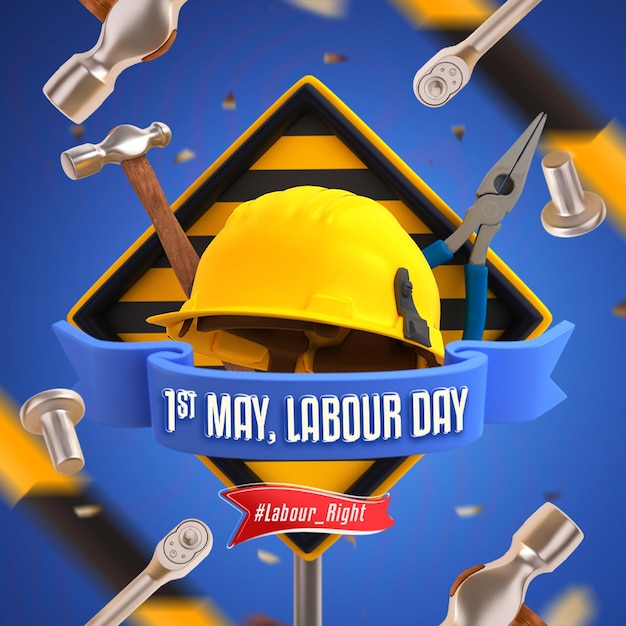 Free PSD international labour day social media post design template