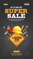 Free PSD international labour day super sale instagram story design template
