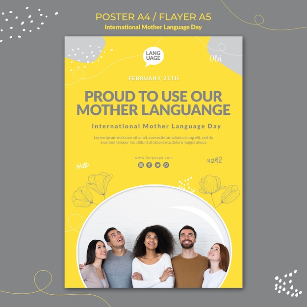 Free PSD international mother language day poster