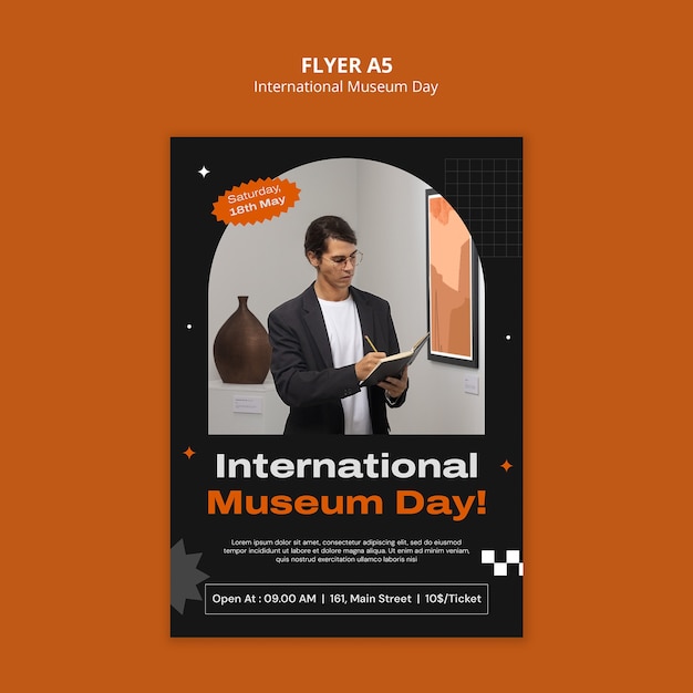 Free PSD international museum day poster template