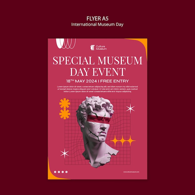 PSD gratuito modello di poster per la giornata internazionale dei musei