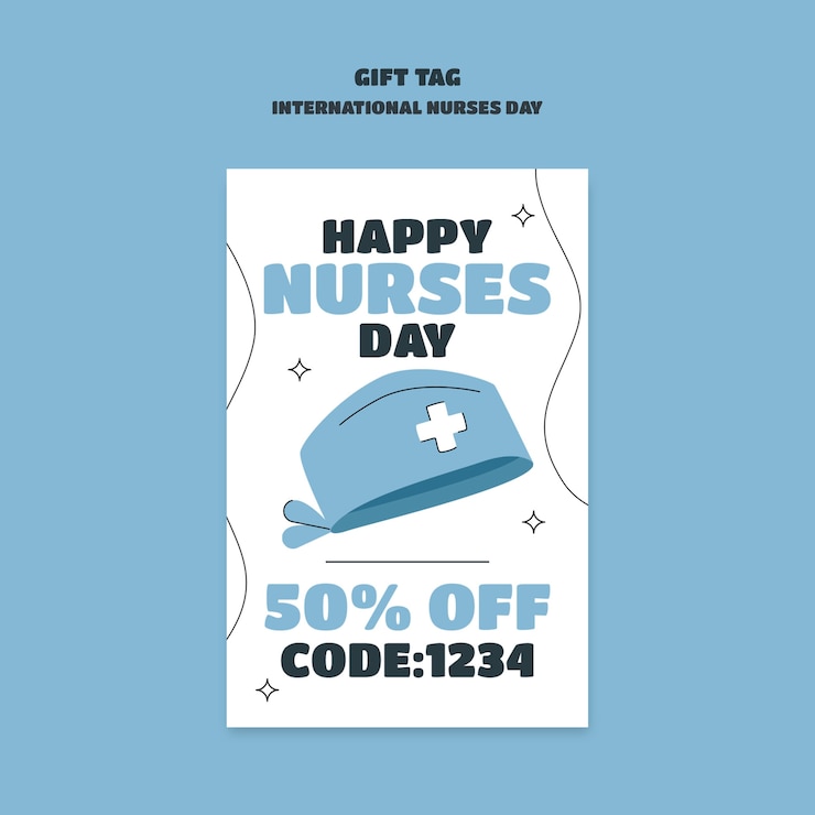 Free PSD international nurses day gift tag template