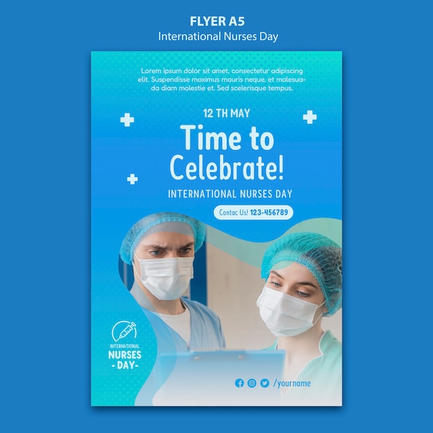 International nurses day vertical flyer template