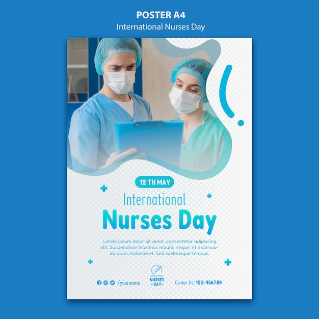 Free PSD International nurses day vertical poster template