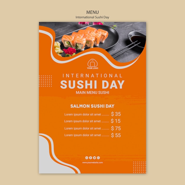 International sushi day menu template