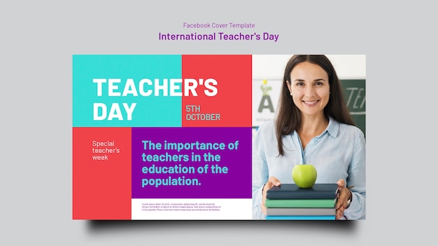 Free PSD international teacher's day facebook cover template