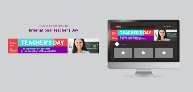 Free PSD international teacher's day youtube banner template