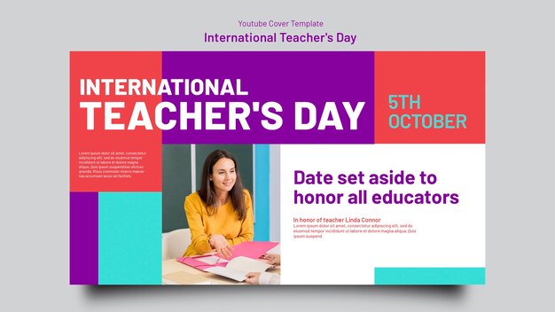 Free PSD international teacher's day youtube cover template