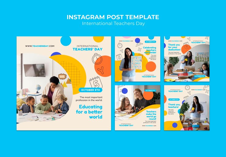 無料PSD 国際教師の日instagram投稿セット