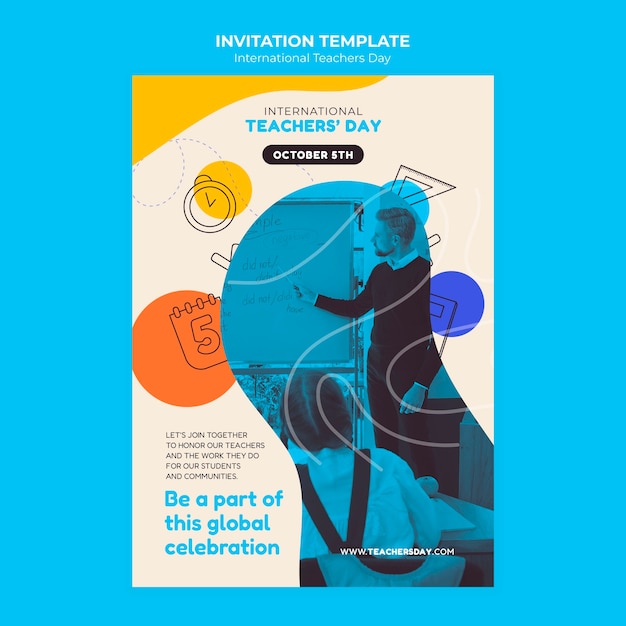 Free PSD international teachers day invitation template