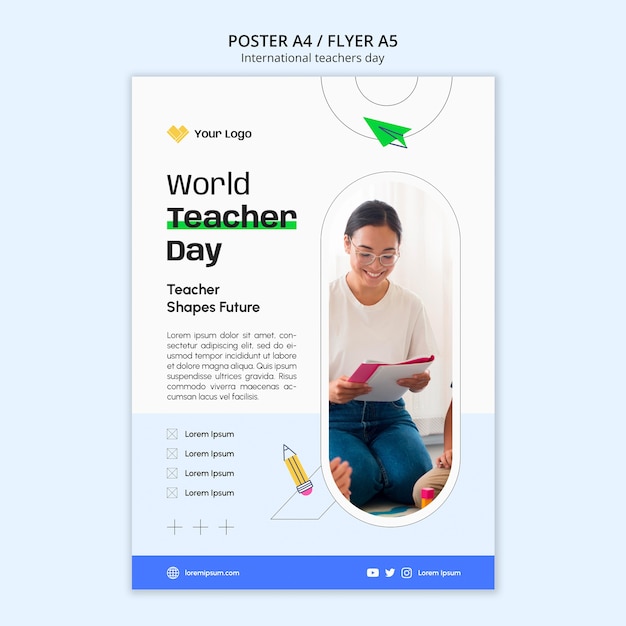 Free PSD international teachers day poster template