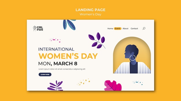 International women's day landing page template