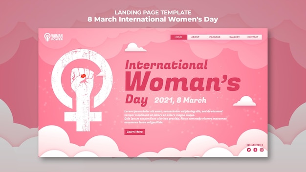 PSD gratuito pagina di destinazione della giornata internazionale della donna