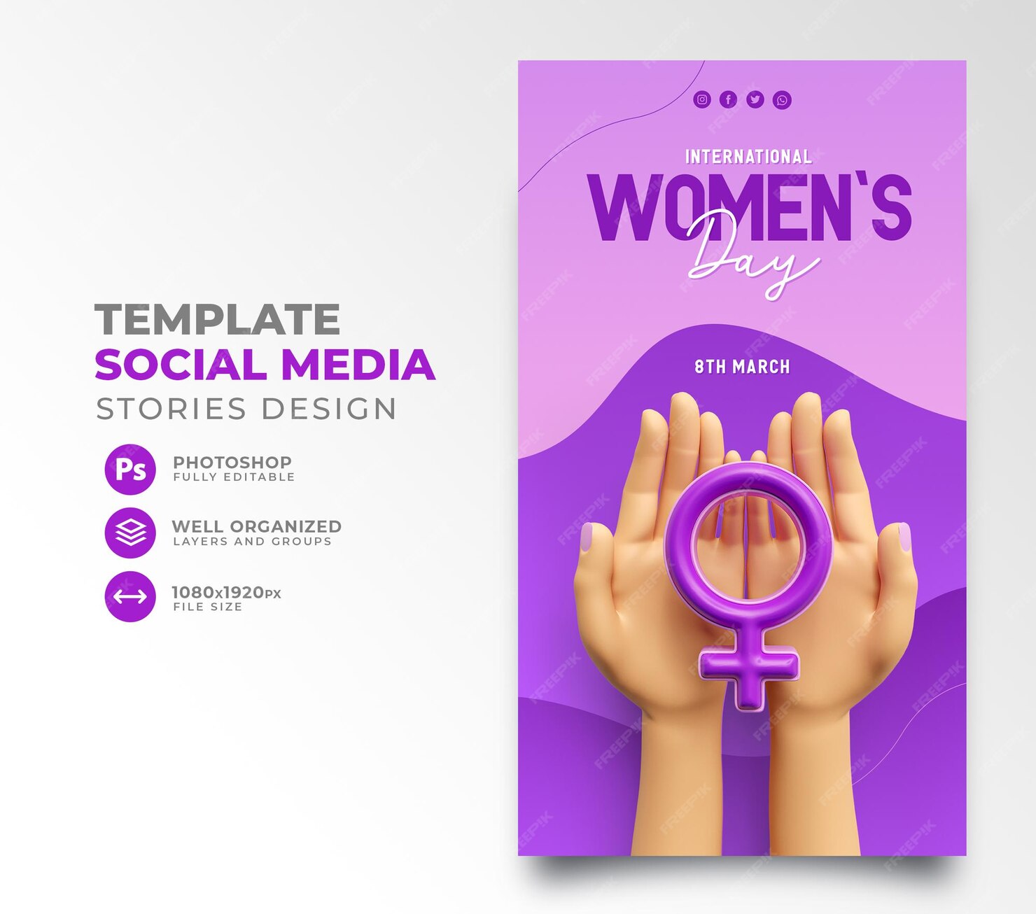 Free PSD International womens day post social media 3d