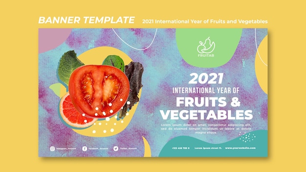 Modello di banner anno internazionale di frutta e verdura