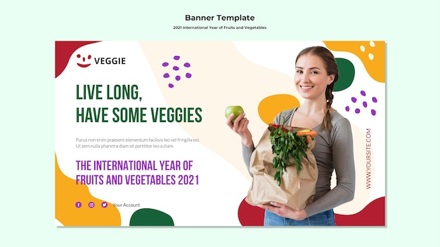 PSD gratuito anno internazionale della bandiera di frutta e verdura