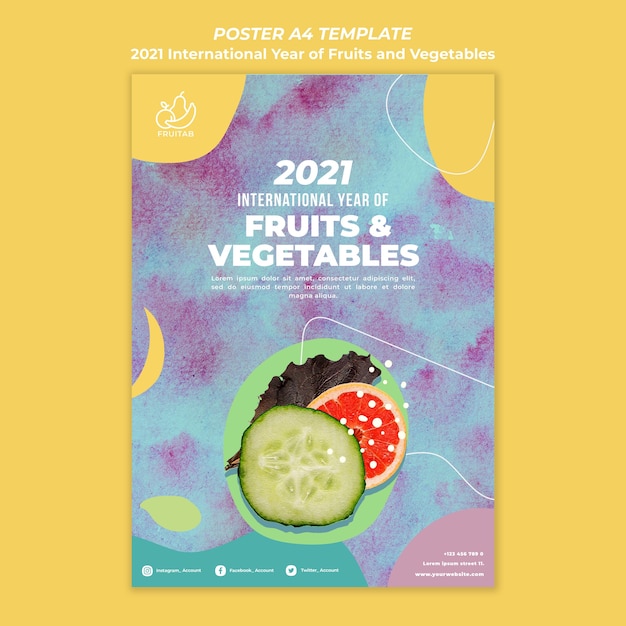 Free PSD international year of fruits and vegetables flyer template