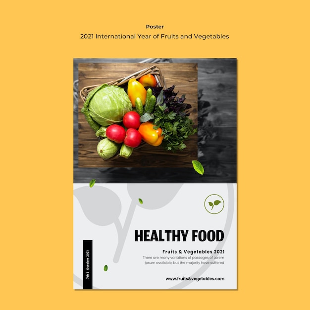 Free PSD international year of fruits and vegetables flyer template