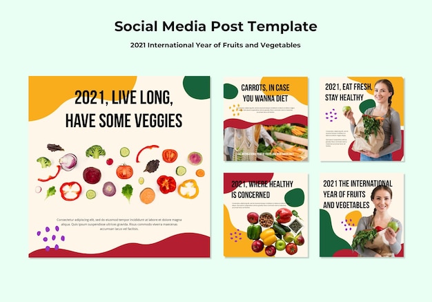 Free PSD international year of fruits and vegetables instagram posts