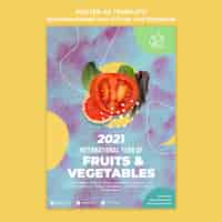 PSD gratuito modello di poster anno internazionale di frutta e verdura