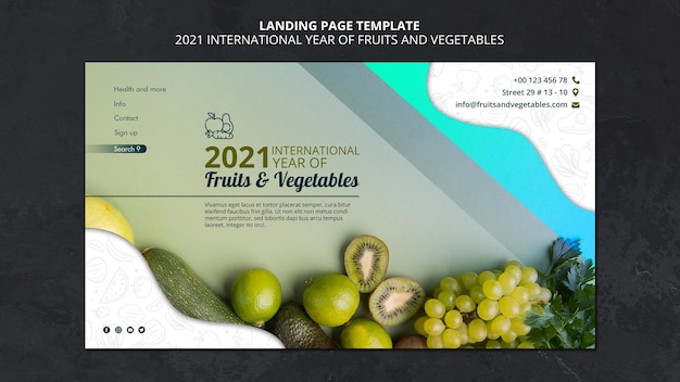 Бесплатный PSD Целевая страница международного года фруктов и овощей