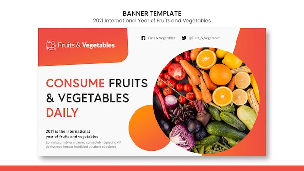Шаблон баннера международного года фруктов и овощей