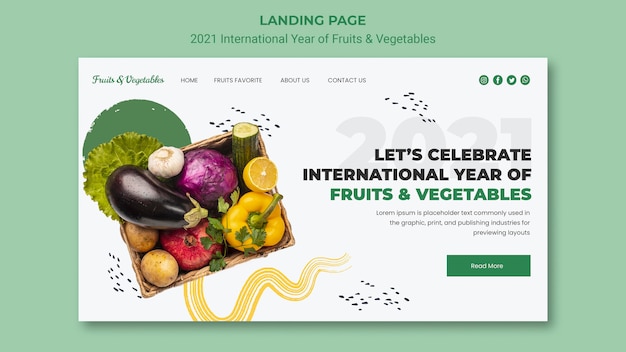 Бесплатный PSD Веб-шаблон международного года фруктов и овощей