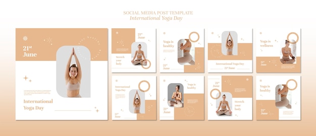 Free PSD international yoga day celebration instagram posts collection