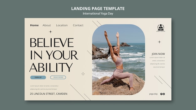 Free PSD international yoga day celebration landing page template