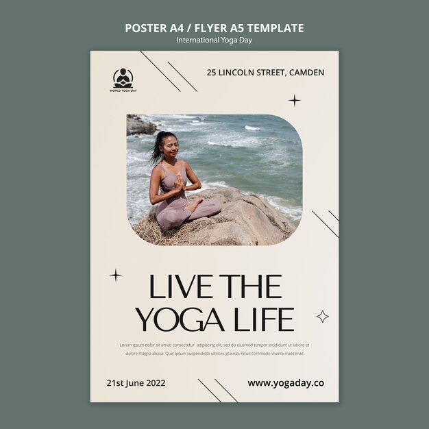 international yoga day celebration vertical poster template