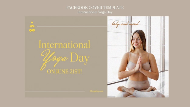 PSD gratuito modello di copertina facebook della giornata internazionale dello yoga