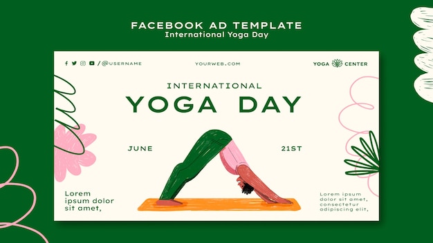 PSD gratuito modello facebook per la giornata internazionale dello yoga