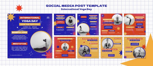 Free PSD international yoga day instagram post template design