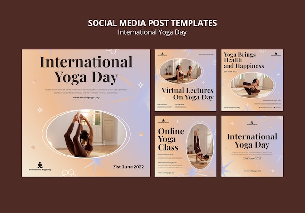 PSD gratuito modello di post instagram per la giornata internazionale dello yoga