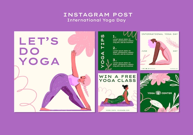 Free PSD international yoga day instagram posts