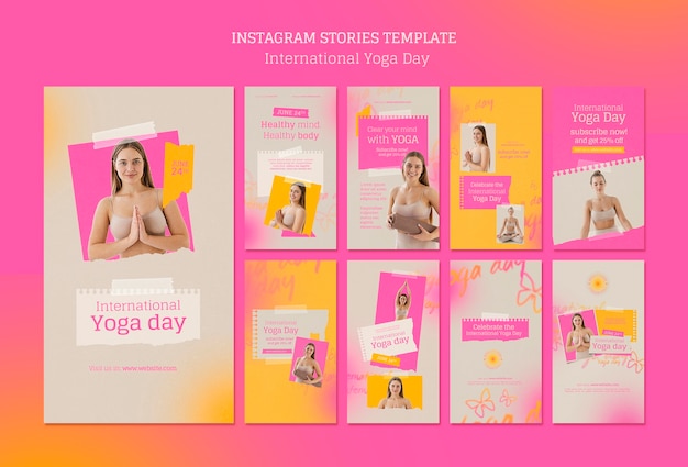 PSD gratuito modello di storie di instagram della giornata internazionale dello yoga