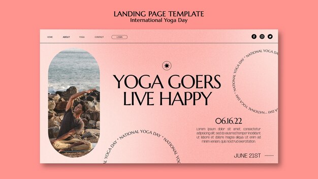 Free PSD international yoga day landing page template