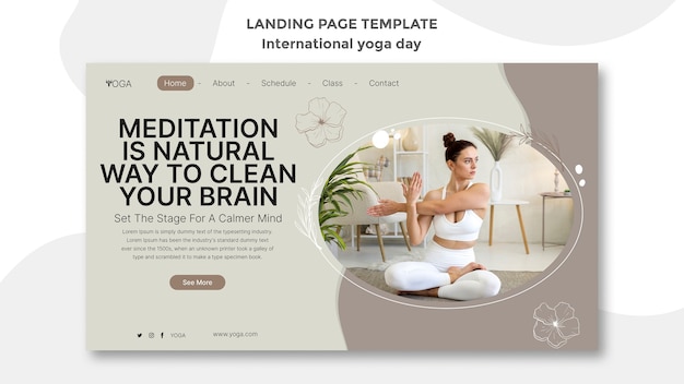 Free PSD international yoga day landing page template