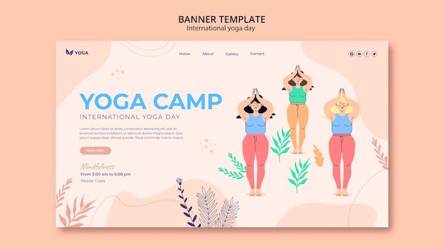 Free PSD international yoga day landing page template