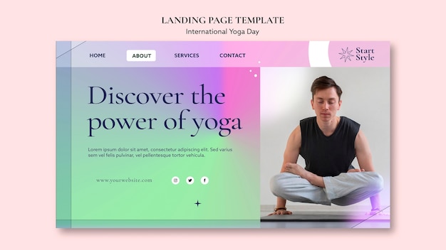 Free PSD international yoga day landing page template