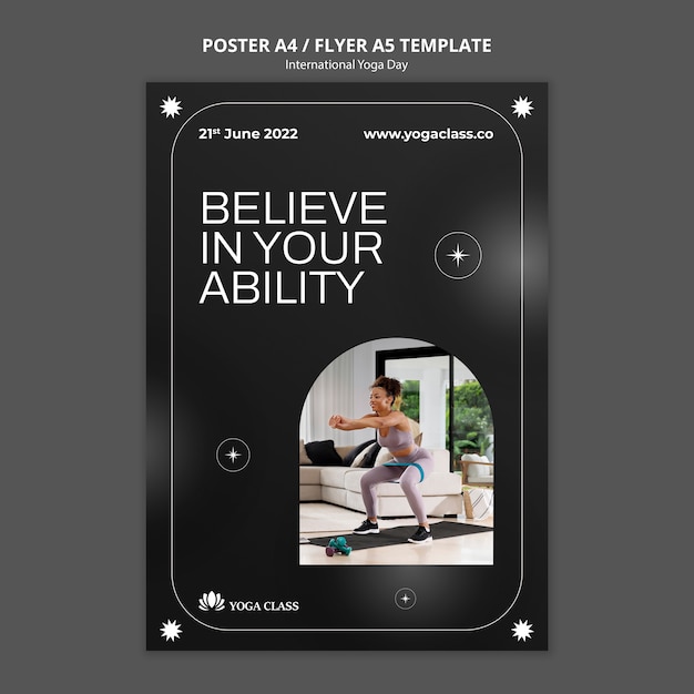 Free PSD international yoga day poster template design