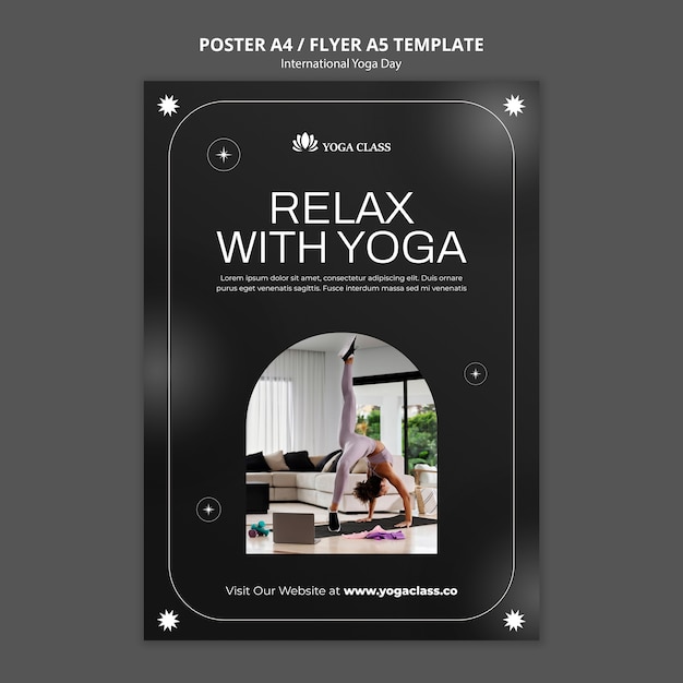 Free PSD international yoga day poster template design