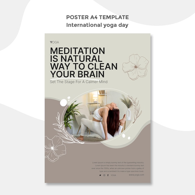 Free PSD international yoga day poster template