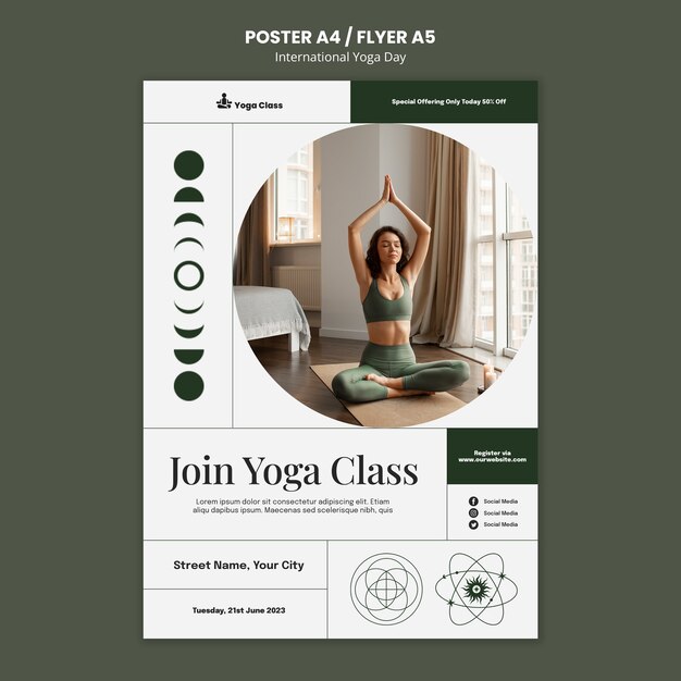 Free PSD international yoga day poster template