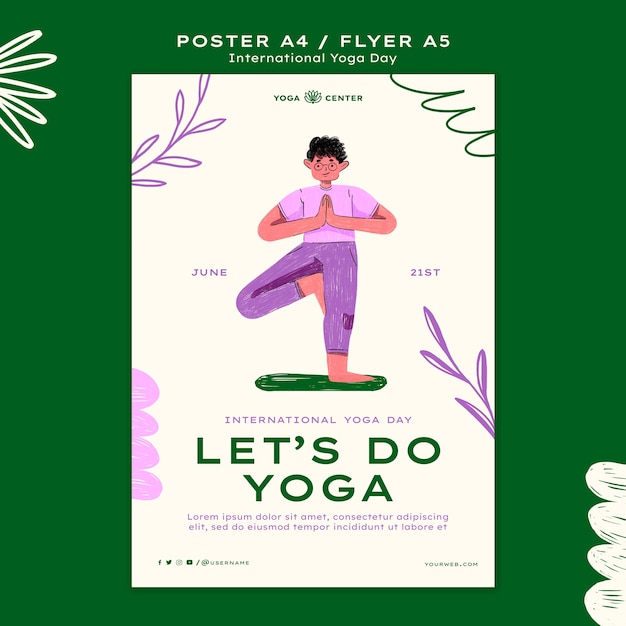 Modello di poster per la giornata internazionale dello yoga