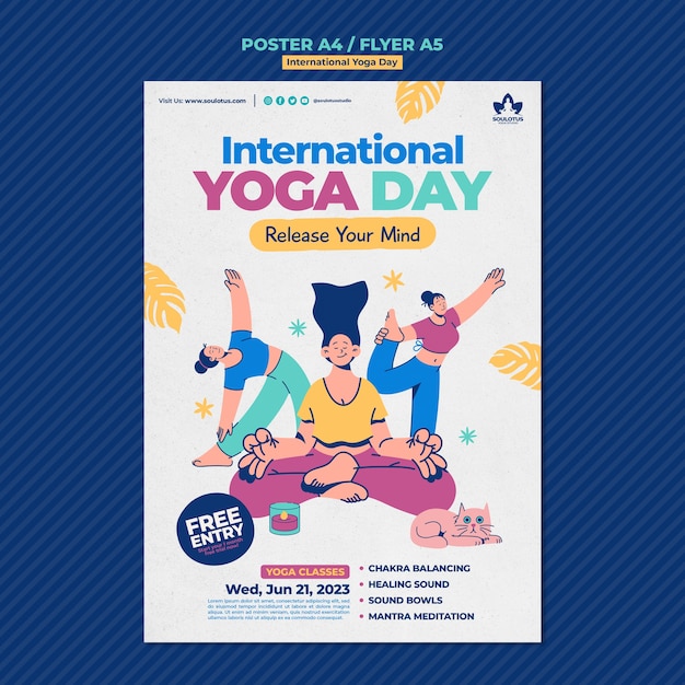 Modello di poster per la giornata internazionale dello yoga