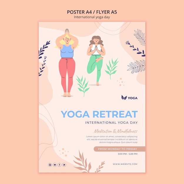 PSD gratuito modello di poster per la giornata internazionale dello yoga
